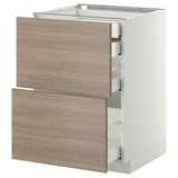 Armoire de cuisine moderne : METOD avec tiroirs en bois clair, base blanche, design épuré.