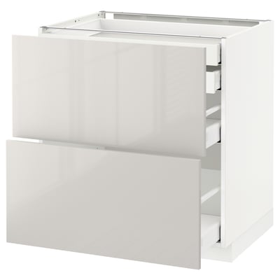 Meuble de cuisine METOD blanc avec tiroir brillant, design moderne.
