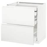 Armoire de cuisine METOD blanche moderne avec des tiroirs élégants et minimalistes.