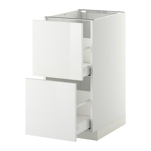 METOD / MAXIMERA Élt bas 2 faces/2 tiroirs hauts - blanc, Ringhult brillant blanc, 40x60 cm - IKEA