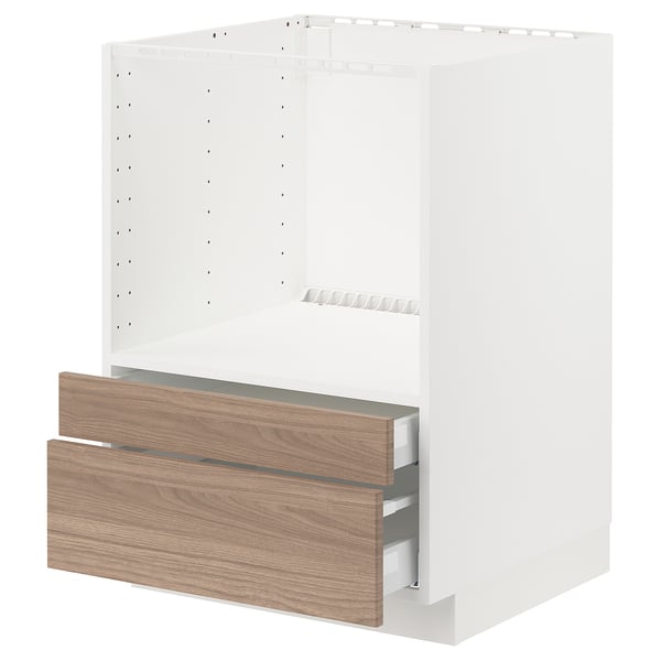 METOD / MAXIMERA Meuble pour micro combi/tiroirs, blanc/Brokhult gris clair, 60x60 cm