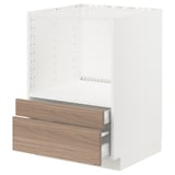 METOD / MAXIMERA Meuble pour micro combi/tiroirs, blanc/Brokhult gris clair, 60x60 cm