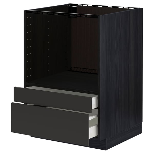 METOD / MAXIMERA Meuble pour micro combi/tiroirs, noir/Nickebo anthracite mat, 60x60 cm