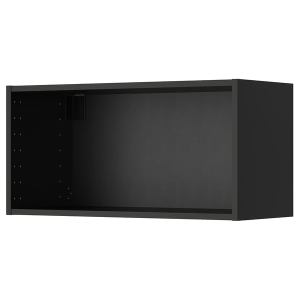 Armoire murale METOD noire avec étagères réglables pour le rangement de la cuisine.