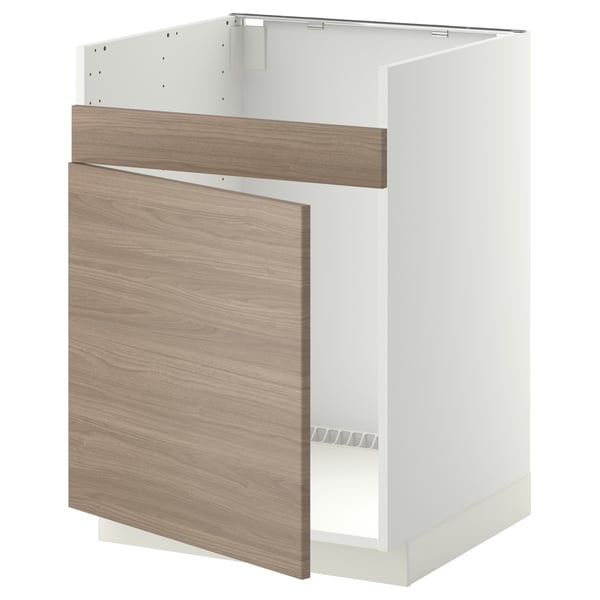 Armoire de cuisine METOD, blanc et noyer, rectangulaire avec dessus ouvert.