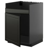 Armoire de cuisine noire au design moderne, finition lisse.
