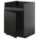 Armoire de cuisine noire au design moderne, finition lisse.
