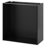 Armoire de cuisine METOD noire, de forme carrée, de couleur brun foncé, surface en mélamine, trous pré-percés pour étagère réglable.