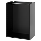 Armoire de cuisine METOD noire. Rectangulaire, profond et vide à l’intérieur. Fabriqué en mélamine et en panneaux de particules avec de la peinture acrylique.