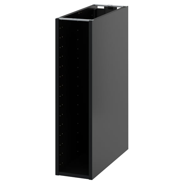 Armoire de cuisine METOD noire, rectangulaire avec dos perforé, design robuste.