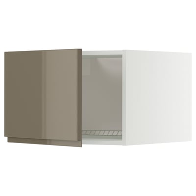 Meuble de cuisine Ikea METOD : gris-brun foncé brillant, rectangulaire, équipé de charnières nickelées.