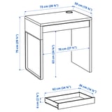 MICKE Bureau, blanc, 73x50 cm