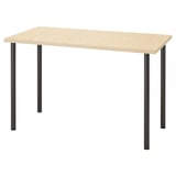 Un bureau MITTCIRKEL avec un plateau marron clair et des pieds noirs. Design simple et moderne.