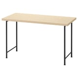Un bureau en bois, nommé MITTCIRKEL, avec un plateau en bois clair et des pieds en métal foncé, offrant un design simple et fonctionnel.
