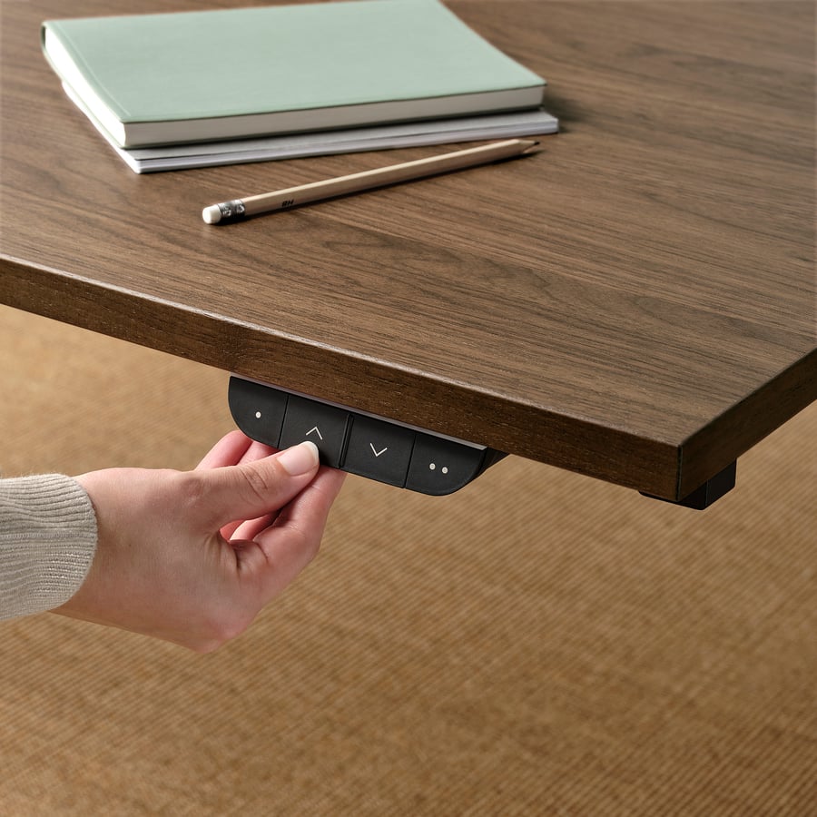 MITTZON bureau assis/debout, électrique plaqué noyer/noir, 160x80 cm IKEA