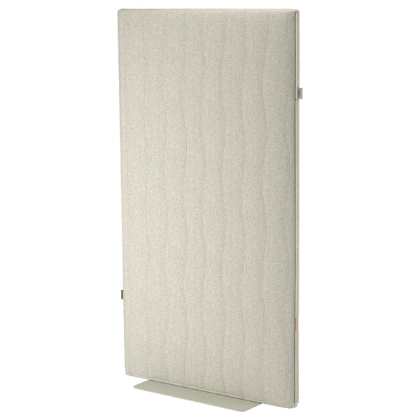 MITTZON : écran acoustique gris clair, rectangulaire, design ondulé inspiré de la nature, revêtement en polyester durable, sur pied.