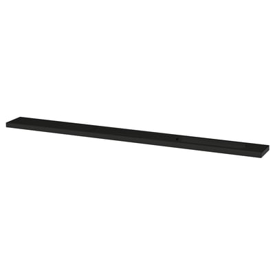 Une étagère MITTZON noire. Il est rectangulaire, élégant et moderne, fait de panneaux de fibres avec un revêtement en poudre.