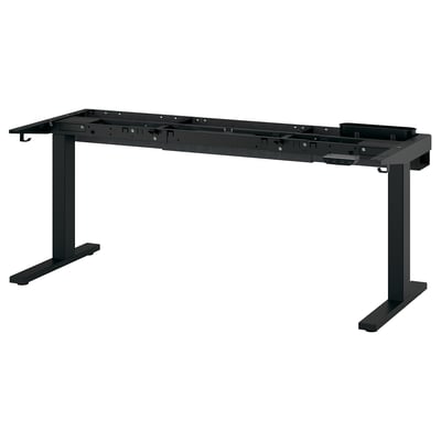 Une base de bureau ajustable MITTZON noire. Il s’agit d’un design élégant et moderne avec une construction en métal et un espace pour les jambes libres.