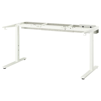 Cadre de bureau réglable MITTZON blanc, acier, rectangulaire, design moderne.