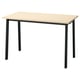 Une table de conférence MITZZON. Il est brun clair avec un dessus rectangulaire et des pieds en métal noir. Idéal pour les salles de réunion ou les espaces partagés.