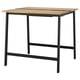 MITTZON : table de conférence moderne en métal noir avec plateau carré en chêne, hauteur debout.