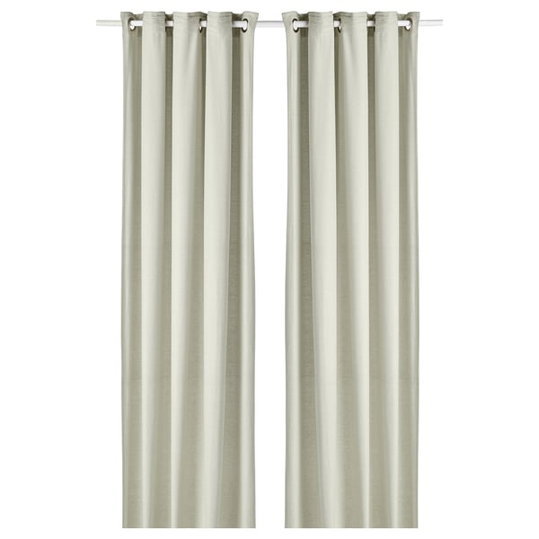 Rideaux beiges avec mélange viscose/coton, tête à œillets, filtre à lumière douce, intimité.