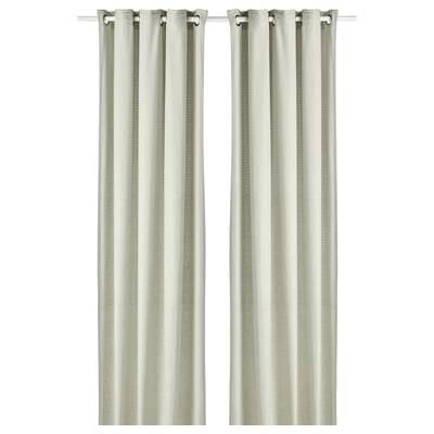 Rideaux beiges avec mélange viscose/coton, tête à œillets, filtre à lumière douce, intimité.