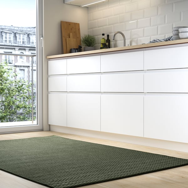 MORUM Tapis tissé à plat, int/extérieur, vert foncé, 120x180 cm