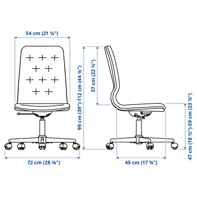 Chaise MULLFJÄLLET, beige, en tissu, incurvée, support dorsal, fonction d’inclinaison, roulettes.