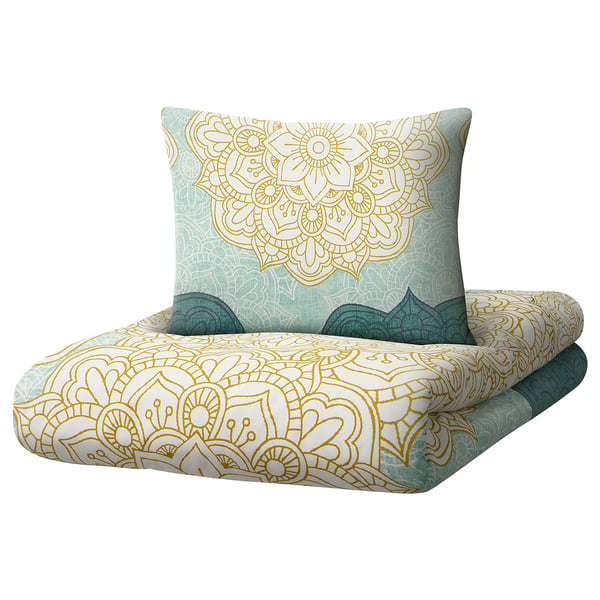 myrtag housse couette 2 taies beige fleur 240x220 65x65 cm ikea