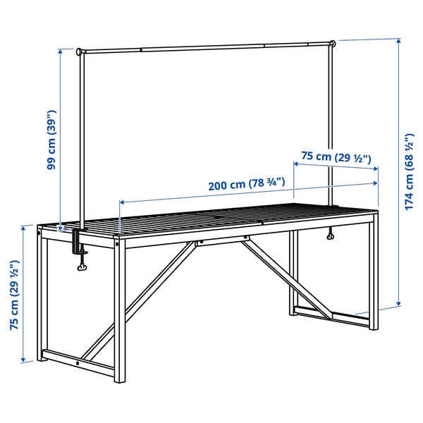 Illustration avec les mesures du produit : NÄMMARÖ.