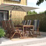 Set de patio extérieur NÄMMARÖ avec table en bois et chaises rayées, parasol inclus. Design confortable et fonctionnel, parfait pour les petits et moyens espaces.