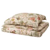 Parure de lit NÄSSELKLOCKA, floral/beige, coton-viscose, rectangulaire, élégant motif imprimé.