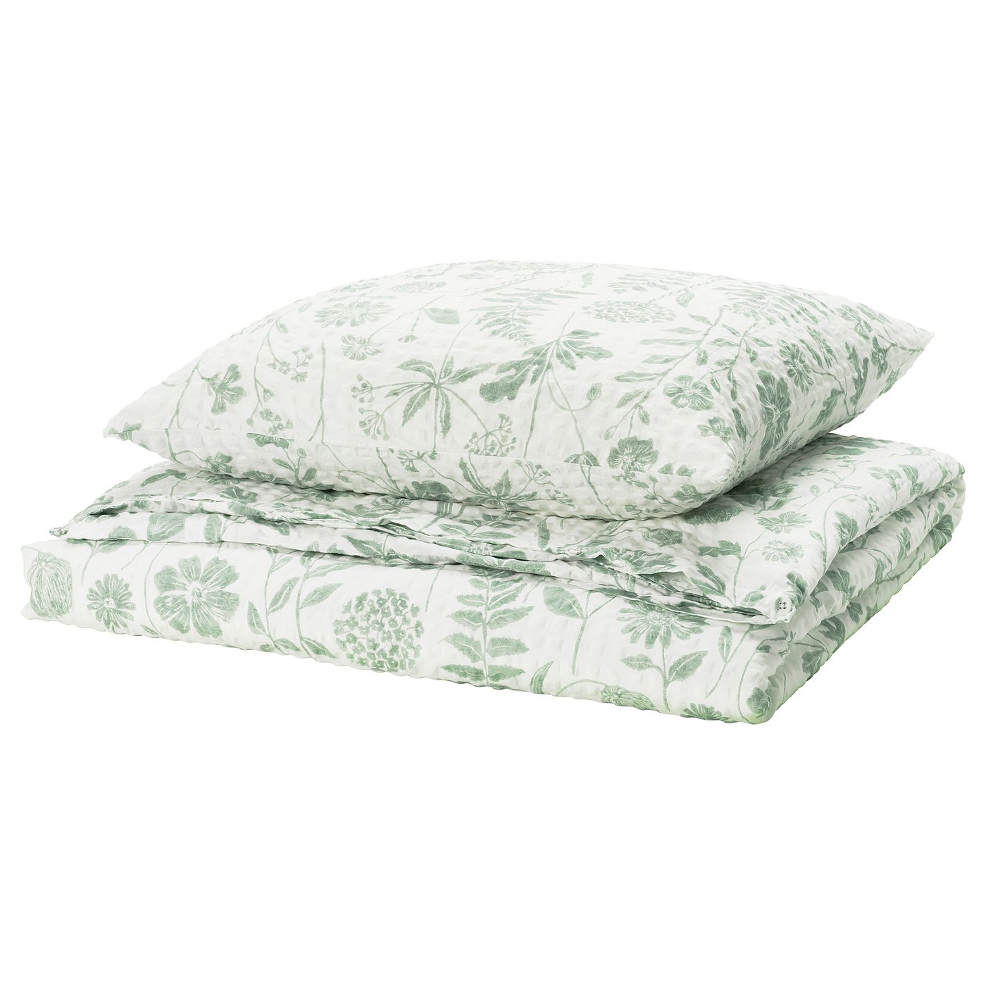 NÅLBJÖRNBÄR housse de couette et 1 taie, blanc gris vert/motif floral, 150x200/65x65 cm - IKEA