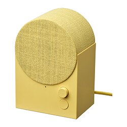 Haut-parleur NATTBAD, doré, rond, tissu et plastique, design moderne.