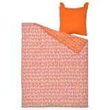Parure de lit pour enfants à imprimé tigre orange. Comprend une housse de couette et un oreiller en forme d’oreille.