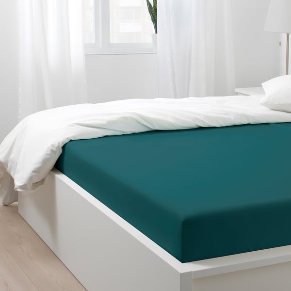 Nattjasmin Drap Housse Vert Fonce 140x200 Cm Ikea