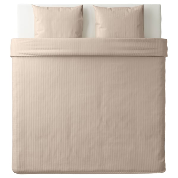 NATTJASMIN Housse de couette et 2 taies, beige clair, 240x220/65x65 cm