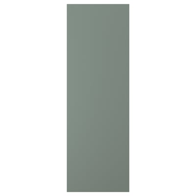 Une porte d’armoire NICKEBO en gris-vert avec une forme rectangulaire lisse et un design moderne.