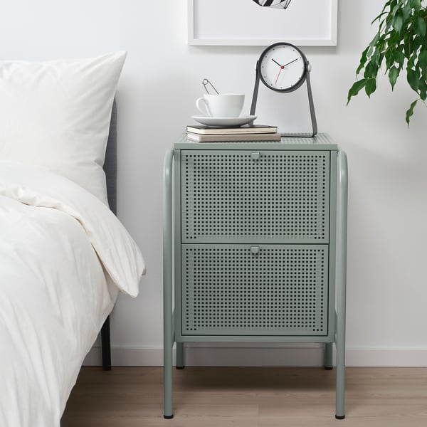Nikkeby Commode 2 Tiroirs Gris Vert 46x70 Cm Ikea