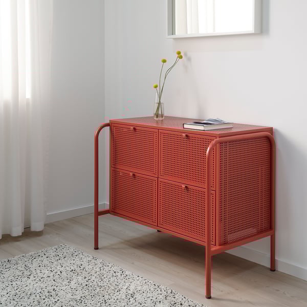 Nikkeby Commode 4 Tiroirs Rouge 84x70 Cm Ikea