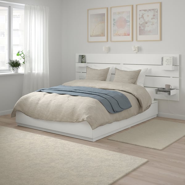 Nordli Cadre De Lit Rangement Tete De Lit Blanc 140x200 Cm Ikea