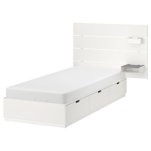 Nordli Cadre De Lit Rangement Tete De Lit Blanc 90x200 Cm Ikea