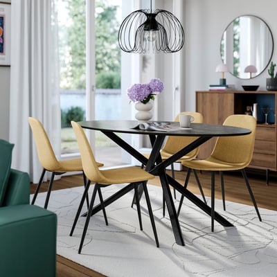 NORRMJÖLE Table, noir marbré/noir, 170x97 cm