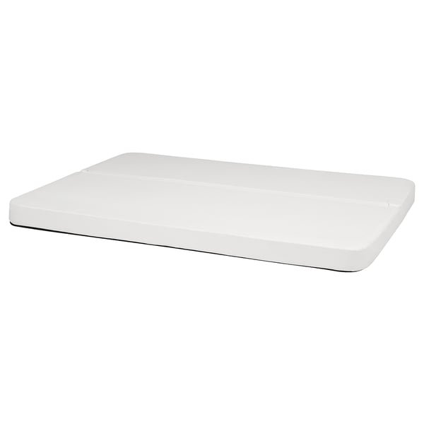 Matelas rectangulaire en mousse blanche, bords lisses, design épuré.