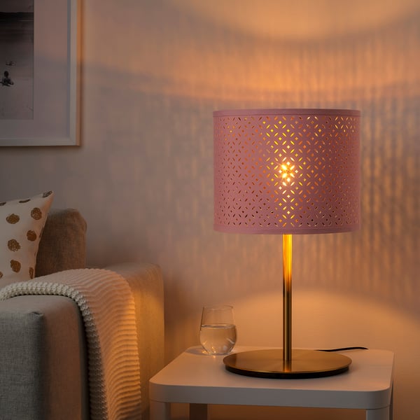Nymo Skaftet Lampe De Table Rose Laiton Laiton Ikea