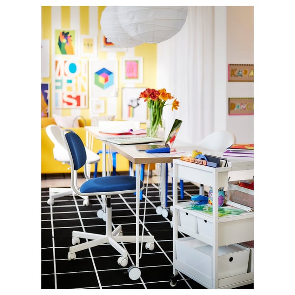 ÖRFJÄLL Chaise pivotante, blanc/Vissle bleu foncé