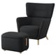 OSKARSHAMN Fauteuil à oreilles av repose-pieds, Gunnared noir/gris