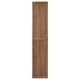 Une grande armoire de rangement en bois brun avec une porte à panneau unique, conçue pour être fixée à une bibliothèque.