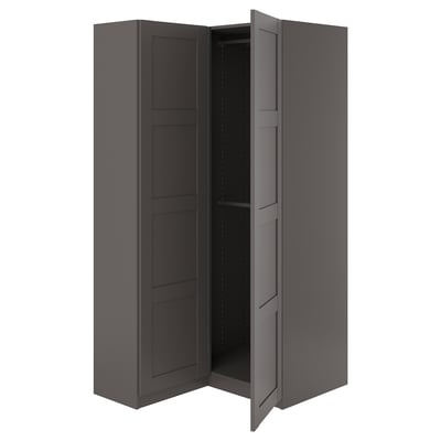 PAX / BERGSBO Armoire d'angle, gris foncé/gris foncé, 111/88x201 cm